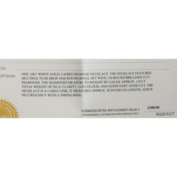 14K White Gold Diamond Drop Necklace With Teardrop Pendant & Chain 18" - Picture 11 of 11